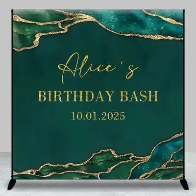 Custom Dark Green Marble Texture Birthday Backdrop - Aperturee