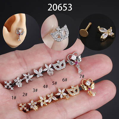 Stainless Steel Micro Pave Clear Cubic Zirconia Internally Threaded Labrets