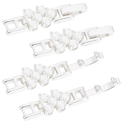 Beebeecraft 1 Box 6Pcs Fold Over Clasps 925 Sterling Silver Plated Bracelet Clasp Cubic Zirconia Rectangle Extender with Hole...