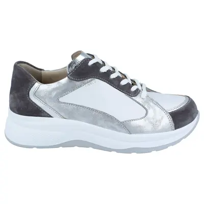 Finn Comfort Piccadilly Nubuck Leather Women's Lace Up Shoes - Mouse Argento White Silver - Size:US 10 Women