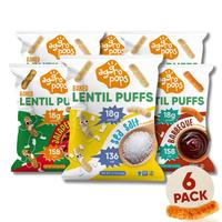 Aggropops High Protein Lentil Snack - 6-Pack - Low Calorie, Low Carb, Plant-Based, Vegan, and Gluten Free. All-Natural Protei...