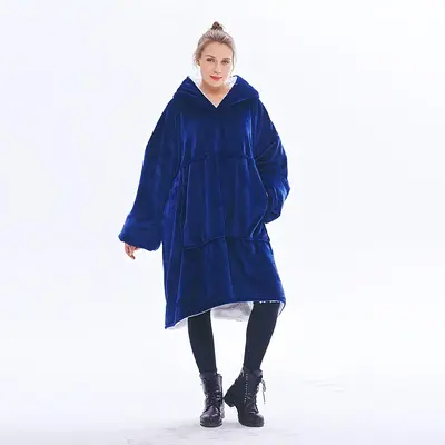 Wearable Blanket, 1 Count Flannels Loungewear for Women, Casual Soft Comfy Warm Hooded Sweatshirt, Oversized Flannel Hoodie B...