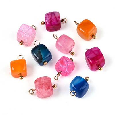 Natural Dyed Agate Cube Charms