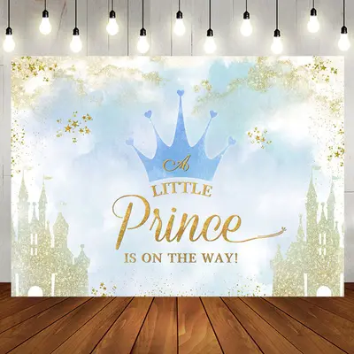 Sweet Crown Castle For Prince Baby Shower Backdrop - Aperturee