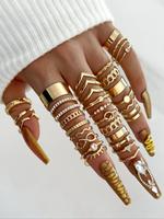 Fashion Hollow Out Rhinestone Decorated Ring, 30pcs Fashion Jewelry for Party, Daily Clothing Decor, Trendy All-match & Exqui...