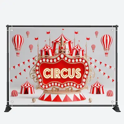 Circus Red Light Sign Flags Tent Birthday Backdrop - Aperturee