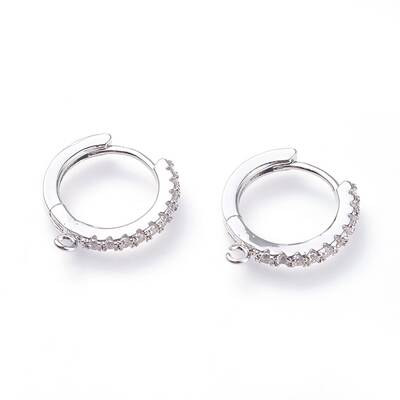 Brass Micro Pave Cubic Zirconia Huggie Hoop Earring Findings