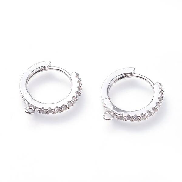 Brass Micro Pave Cubic Zirconia Huggie Hoop Earring Findings