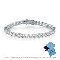 Exquisite 18K White Gold - Plated Tennis Bracelet Inlaid with 4 - mm Cubic Zirconia, a Charming Piece of Jewelry for Both Men...
