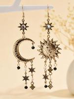 Vintage Sun & Moon Design Dangle Earrings, Constellation Earring, Boho Style Jewelry for Women, Trendy All-match & Exquisite ...