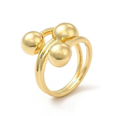 Brass Triple Half Round Open Cuff Ring for Women