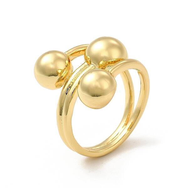 Brass Triple Half Round Open Cuff Ring for Women