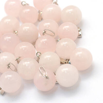 Round Natural Rose Quartz Pendants