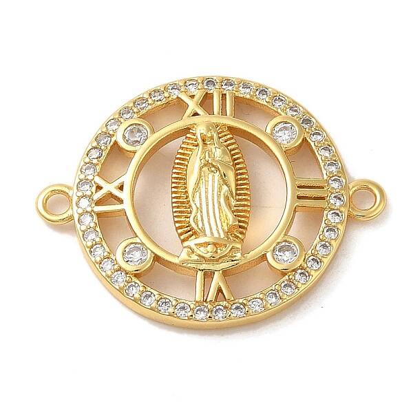 Religion Brass Pave Clear Cubic Zirconia Connector Charms