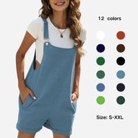 Molitree Women's  Cotton Linen Overalls Shorts Summer Lightweight Casual Short Jumpsuits Rompers Cute Minimalist Sleeveless