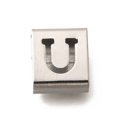 Letter Style 304 Stainless Steel Square Slide Charms