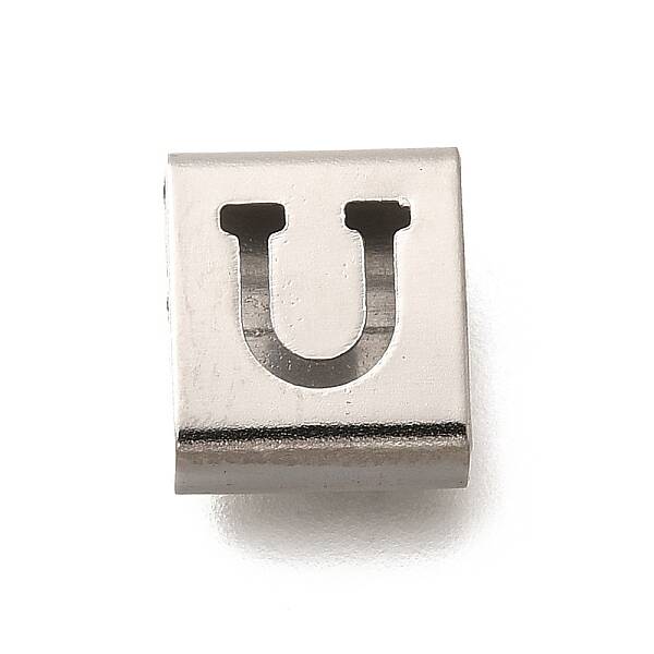 Letter Style 304 Stainless Steel Square Slide Charms