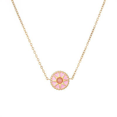Stylish Stainless Steel Gold-Plated Cat Eye Necklace and Bracelet