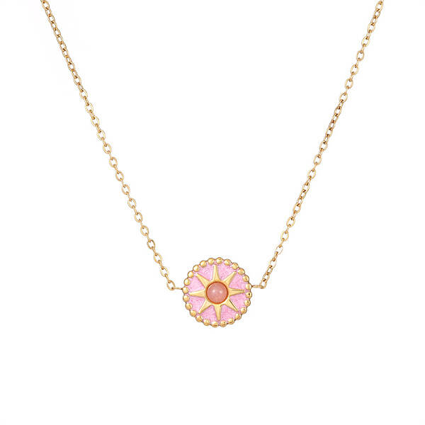 Stylish Stainless Steel Gold-Plated Cat Eye Necklace and Bracelet