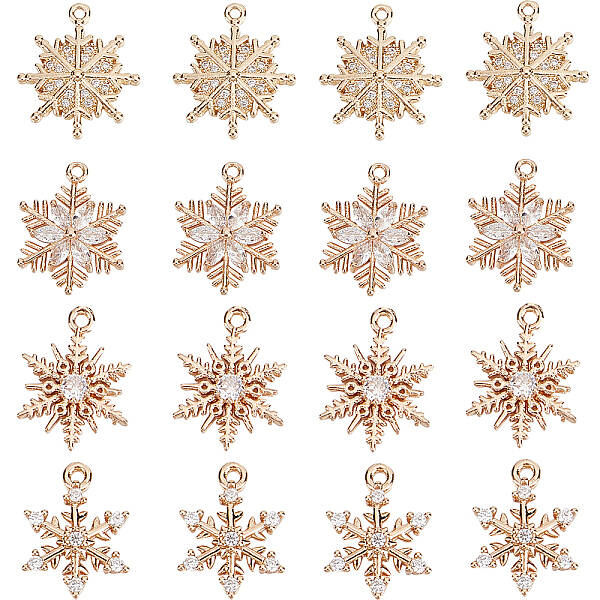 SUNNYCLUE Alloy Gold Silver Snow Charms Charms for Jewellery Making