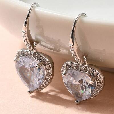 Brass Cubic Zirconia Dangle Earrings