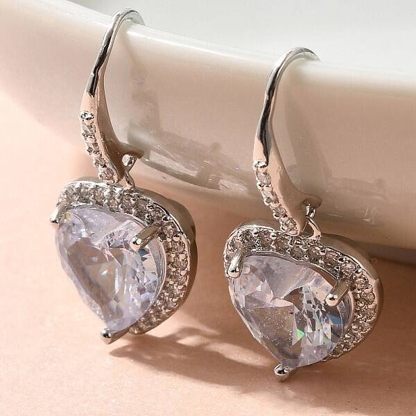Brass Cubic Zirconia Dangle Earrings