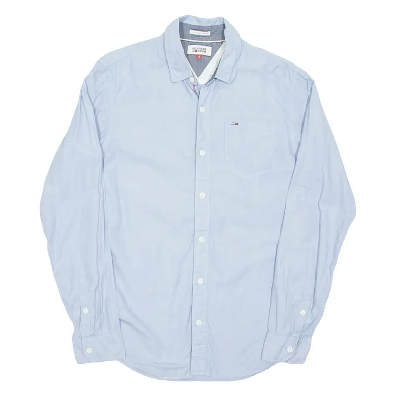 HILFIGER DENIM Mens Plain Shirt Blue Long Sleeve S