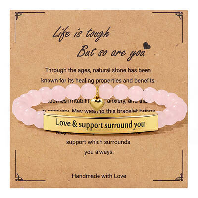 Natural Rose Quartz Bead Stretch Bracelets