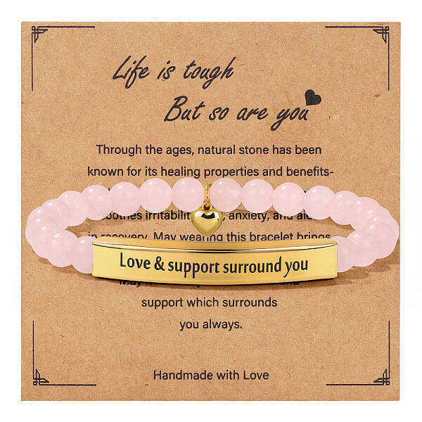 Natural Rose Quartz Bead Stretch Bracelets