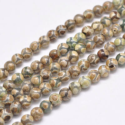 Natural Tibetan Turtle Back Pattern dZi Agate Beads Strands