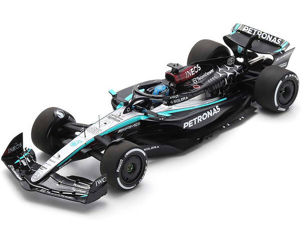 Mercedes-AMG F1 W15 E Performance #63 George Russell Petronas Formula One F1 Bahrain GP (2024) with Acrylic Display Case 1/18...