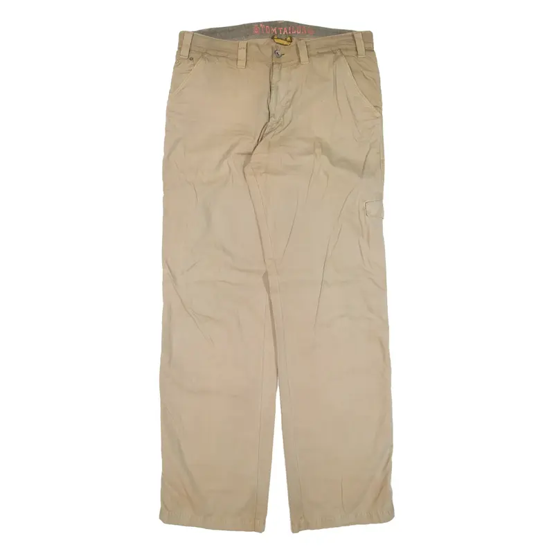 TOM TAILOR Cargo Trousers Beige Loose Straight Mens W33 L34
