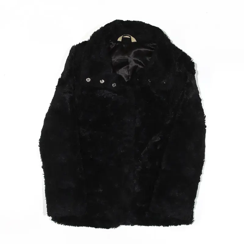 H&M Faux Fur Jacket Black Girls M