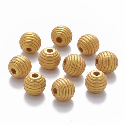 Painted Natural Wood Beehive Beads