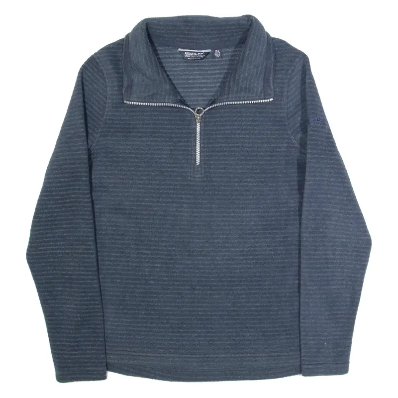REGATTA Womens Patterned Fleece Blue Striped 1/4 Zip UK 10