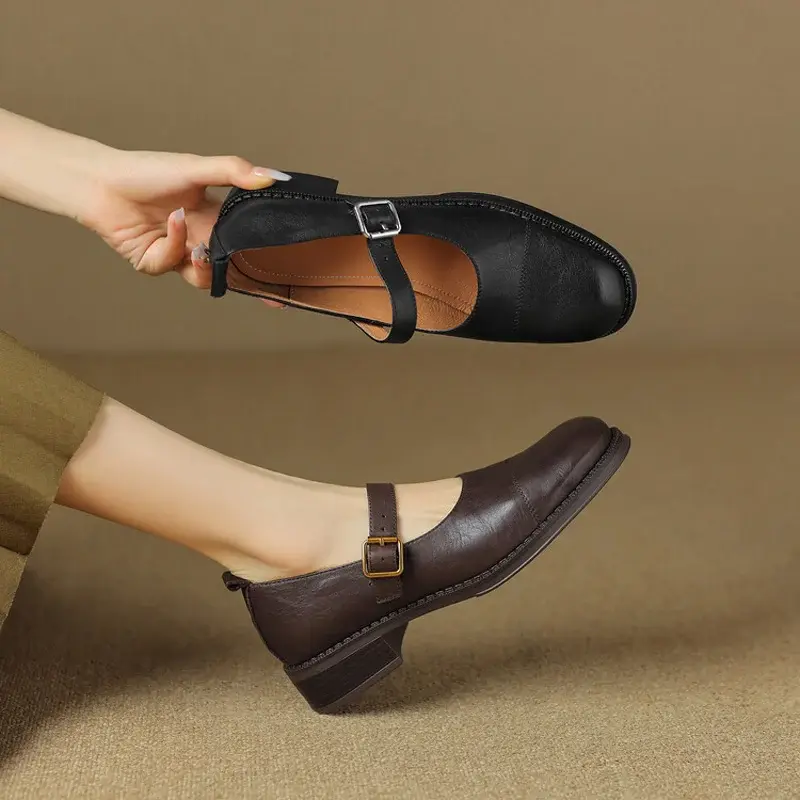 CHIKO Cantara Round Toe Block Heels Mary Jane Shoes
