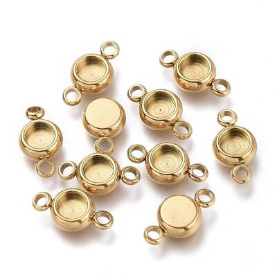 Ion Plating(IP) 304 Stainless Steel Cabochon Connector Settings