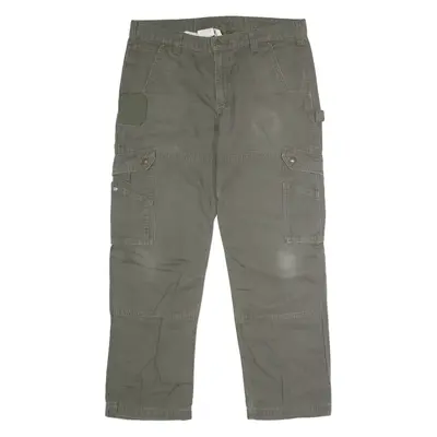 CARHARTT Ripstop Cargo Workwear Mens Canvas Trousers Green Straight W36 L30