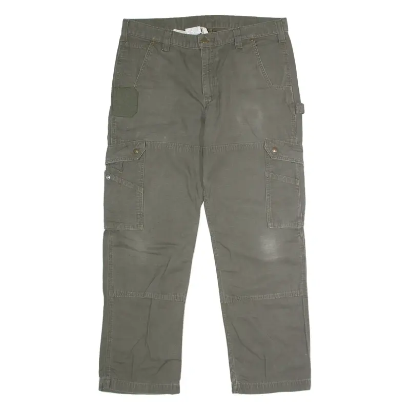 CARHARTT Ripstop Cargo Workwear Mens Canvas Trousers Green Straight W36 L30