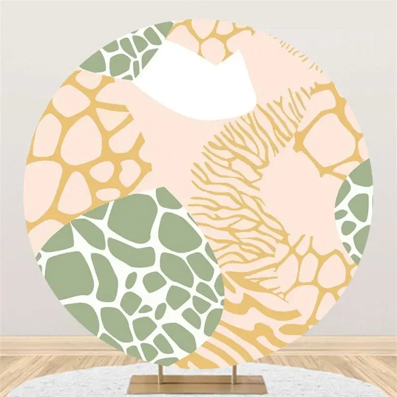 Aperturee Gold Green Abstract Texture Circle Birthday Backdrop | Happy Birthday Round Backdrop | Round Backdrop For Birthday ...