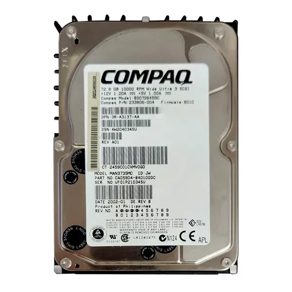 233806-004-06 HP 73GB 10000RPM Ultra 160 SCSI 3.5-Inch 16MB Cache Hot Swap Hard Drive