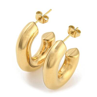 Ion Plating(IP) 304 Stainless Steel Oval Stud Earrings