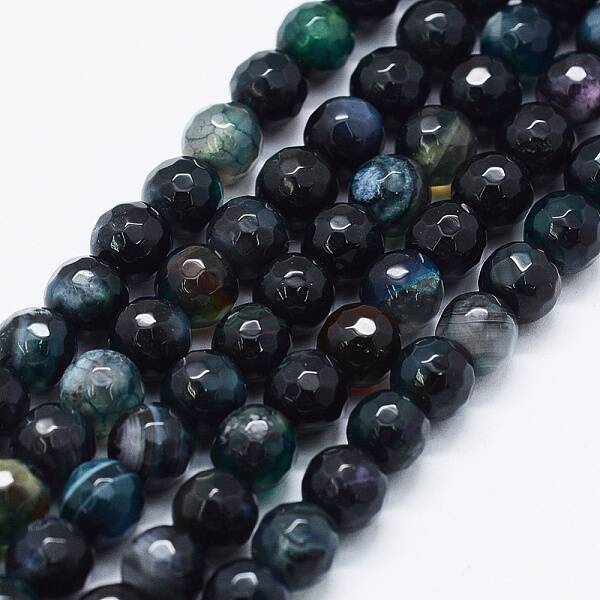 Faceted Natural Agate Beads Strands
