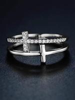 Fashion Cross Design Rhinestone Decorated Ring, Fashion Jewelry for Party, Daily Clothing Decor, Trendy All-match & Exquisite...