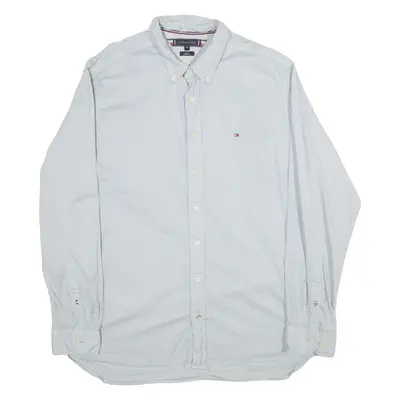 TOMMY HILFIGER Thflex Regular Fit Mens Plain Shirt Blue Long Sleeve 2XL