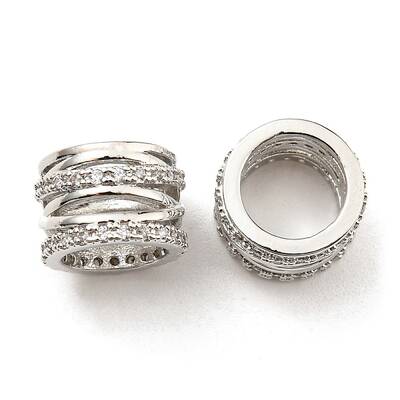 Rack Plating Brass Micro Pave Cubic Zirconia Beads