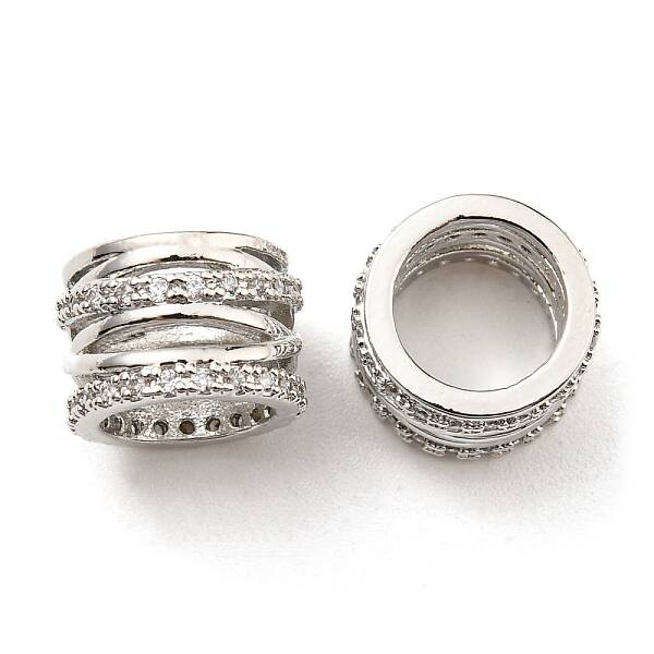 Rack Plating Brass Micro Pave Cubic Zirconia Beads