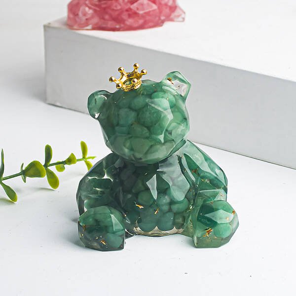 Natural Green Aventurine Crown Bear Display Decorations