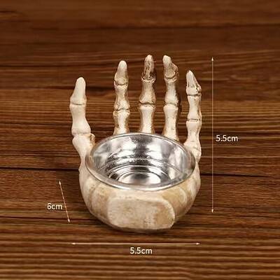 Halloween Skull Bone Resin Candlestick