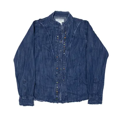 WRANGLER Blues Embellished Denim Shirt Blue Long Sleeve Womens S